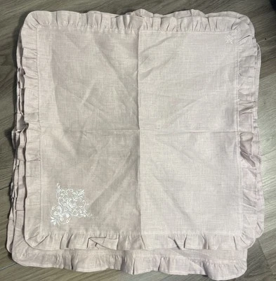 Arte Italica 100% Pure Linen Dinner Napkins Set of 6 Victorian Ruffle 22” Pink - Image 1 of 4