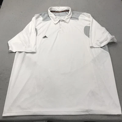 Adidas Polo Shirt Mens 5XL White Gray Performance Golf Collared Climacool Logo - Image 1 of 4