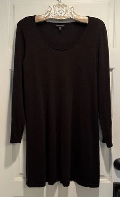 Vestido Suéter Eileen Fisher 100% Lana Merino Grande Manga Larga Cuello Redondo Marrón Foto 1 de 4