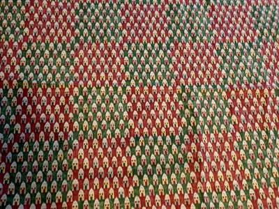 2001 Spectrix Carol Endres "Home Spun Christmas" tecido vermelho e verde para casas BTY - Imagem 1 de 4
