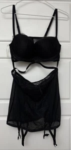 Victoria's Secret sehr sexy BH Strumpfband Rock Kleid Gr. 36C schwarz NEU - Bild 1 von 6