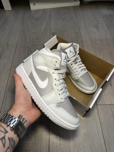 Nike Air Jordan 1 Mid Photon Dust Grey White Women's UK 4 - NEW ✅ BQ6472-008 - Picture 1 of 6