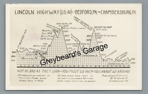 RPPC LINCOLN HIGHWAY Elevation BEDFORD to CHAMBERSBURG PA Real Photo Postcard - Picture 1 of 2