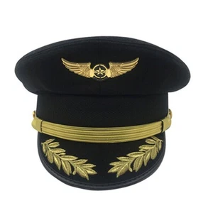 Pilot Cap Airline Captain Hat Uniform Hat Party Cap Military Hats Cosplay Gift - Picture 1 of 5