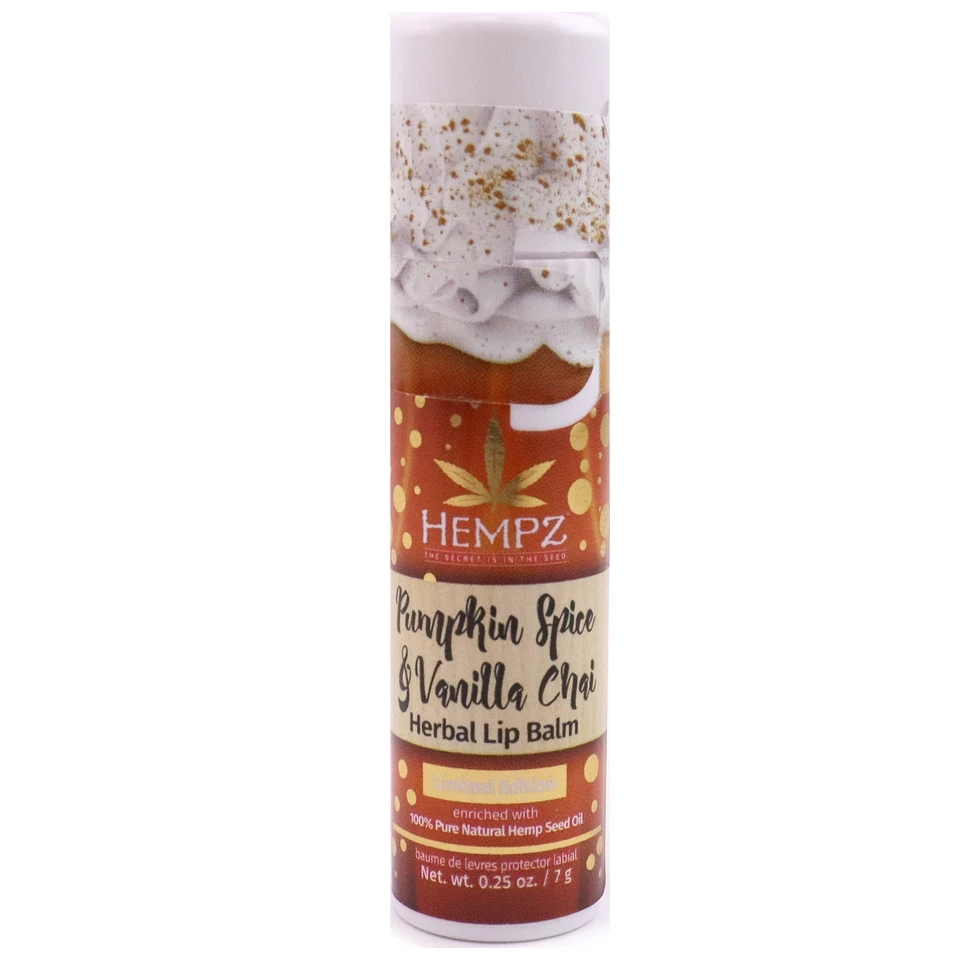 Bálsamo labial Hempz Pumpkin Spice & Vanilla Chai 0,25 oz - Cuidado labial hidratante de otoño Foto 1 de 2