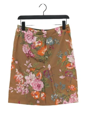 Joules Women's Midi Skirt UK 10 Brown Floral 100% Cotton Midi A-Line - Image 1 of 4