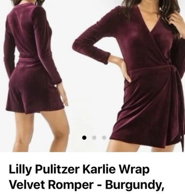 Комбинезон Lily Pulitzer бордовый бархатный идеально подходит для праздников! Размер M - Изображение 1 из 3