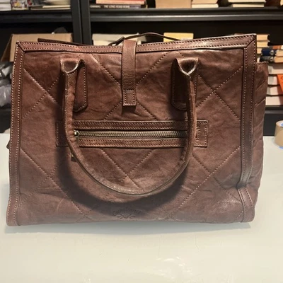 Bolso Cavalcanti Cuero Marrón Hecho a Mano Italia Talla Grande Vintage Foto 1 de 4