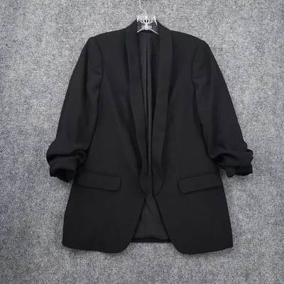 Blazer Express Mujer S Pequeño Negro Frente Abierto Chaqueta Chal Manga 3/4 Carrera Foto 1 de 4