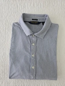 Polo Golf Ralph Lauren Stretch Lisle Polo Shirt Mens XL Blue Striped Soft Cotton - Picture 1 of 10