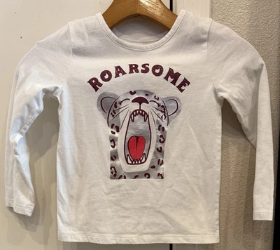 Okie Dokie Roarsome Leopard Long Sleeve T-shirt White Girls Todddler Size 5T - Image 1 of 3