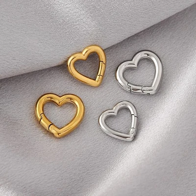 3pcs Stainless Steel Gold Plated Heart Shape Clasps Jewelry Connetctors - Image 1 of 4