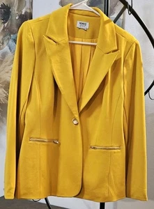 Monroe and Main Women’s Mustard Yellow Blazer 20W Jacket Zipper Pockets - Picture 1 of 15