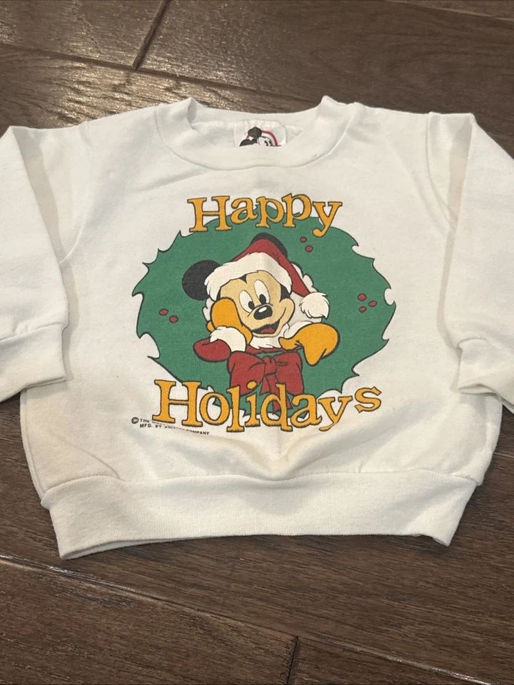 Vintage Disney “Happy Holidays” Christmas Mickey Mouse 90’s 3T Sweatshirt - Image 1 of 1