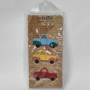 Embellish Your Story LKW-Magnete 3er-Set blau gelb rot 3" x 1 3/8" Demdaco Neu in Verpackung - Bild 1 von 10