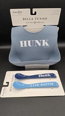 Bella Tunno Baby Toddler Boy Silicone Bibs “Hunk” And Spoons Hunk & Stud Muffin - Image 1 of 4