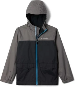 Columbia Rain-Zilla Jacket Boys 2XS Gray Fleece Lined Waterproof Hooded JDM792 - Picture 1 of 10