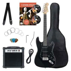 Set Chittara Elettrica ST-Style Humbucker Amplificatore Tuner Corde Borsa Nero - Foto 1 di 12