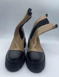 Botas FREE PEOPLE Maren Mid Chelsea - Bronceadas/Negras, Talla EU41/US10, Suela Lug Nuevas Sin Caja - Imagen 1 de 22
