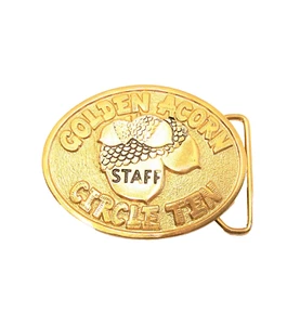 Boy Scouts of America Golden Acorn Circle Ten Council Gold Tone Belt Buckle TX - Picture 1 of 3