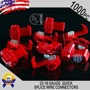 1000 Pack 22-18 Gauge Red Quick Splice Tap Wire Connectors Install Terminals UL - Picture 1 of 1