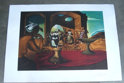 Salvador Dalí Edición Limitada. Impresión litográfica firmada 156/300. Mercado de esclavos y Voltaire Foto 1 de 4