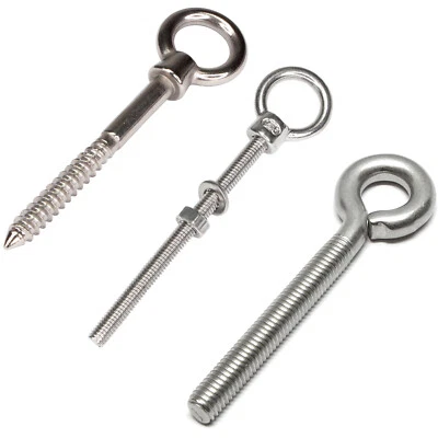 PRIOSTAHL Perno de ojo Tornillo de anillo Tornillo de gancho Tornillo de ojal Acero inoxidable Madera Rosca