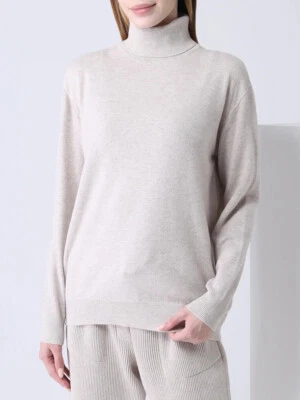 Suéter Brunello Cucinelli AW/20 Oyster Cashmere cuello alto, talla M Foto 1 de 4