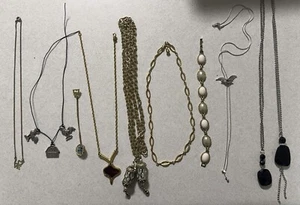 Lot of 10 Vintage Jewelry Pieces—8 Necklaces, Bracelet, Pin—Mixed Styles - Picture 1 of 11