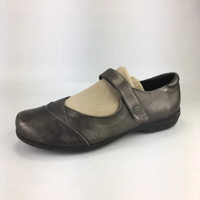 Abeo Women Abby Pewter Bronze Metallic Leather Mary Jane Comfort Flat Shoe 10 - Image 1 of 4