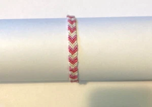 Pink and White adjustable chevron friendship bracelet - Picture 1 of 4