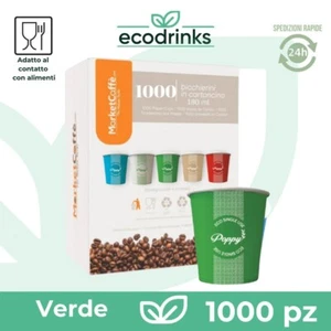 1000 BICCHIERI CARTA 180ML BICCHIERE VERDE PER ASPORTO CAPPUCCINO CAFFÈ ACQUA - Bild 1 von 3