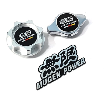 SILVER ENGINE OIL CAP + RADIATOR CAP FOR Acura Honda B16A B17A1 B18A1 B18B1 JDM - Image 1 of 4