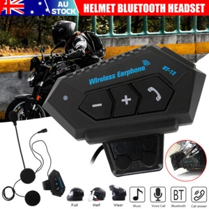 Motorcycle Bluetooth Headset Motorbike Helmet Headphone Handsfree Mic Waterproof - Picture 1 of 12