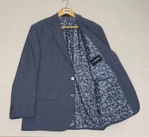 Chaps Ralph Lauren Blazer Blue 42L Herringbone Sport Coat Jacket Single Vent - Picture 1 of 12