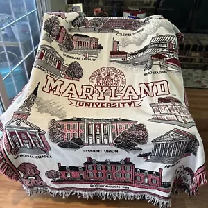 "Manta tapiz grande University of Maryland College roja y blanca 64 X 48""" - Imagen 1 de 18