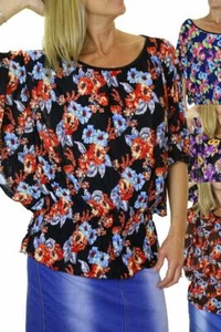 Mujer Estampado Floral Blusa Damas Mangas Ala de Murciélago Túnica Prenda para el torso 10-18 LIMPIEZA - Imagen 1 de 20