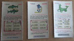 3 - 1977 Michigan Horoscope OBSOLETE scratched Lottery Tickets - Picture 1 of 2