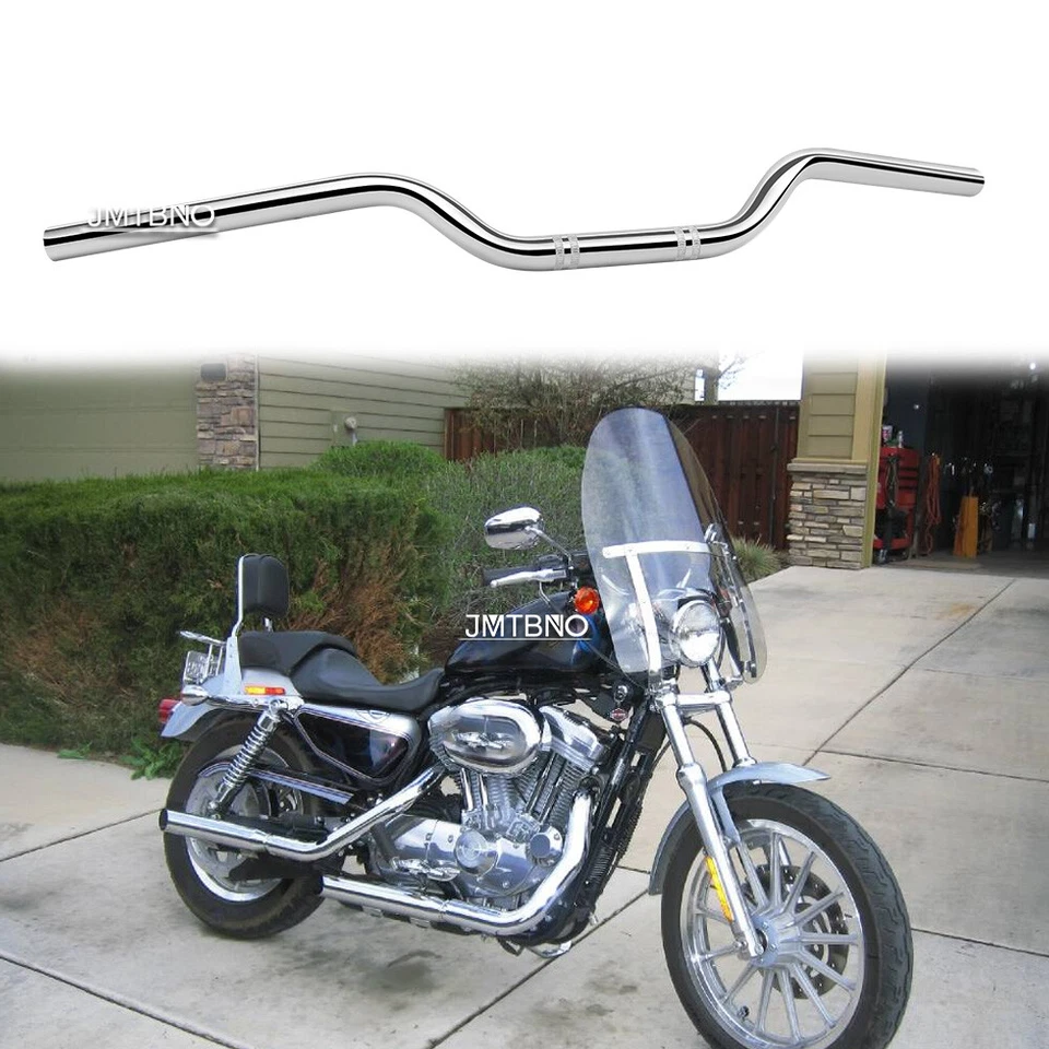 Chrome Motorcycle 1" 25mm Drag Bar Handlebars For Harley Sportster XL 1200 883 - Image 1 of 4