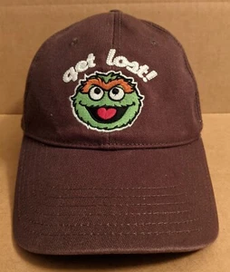 Sesame Street Oscar Grouch Get Lost Brown Baseball Hat Cap Snapback Cotton Adult - Picture 1 of 7