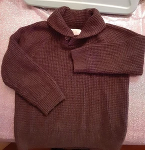 Pullover marrón Zara talla 7 tejido con cable chal cuello niños niñas suave cómodo - Imagen 1 de 5
