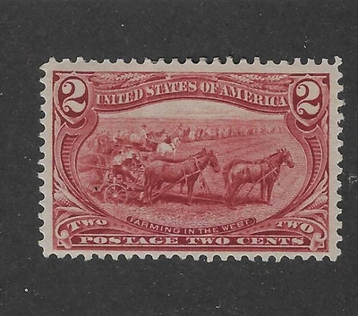 US # 286, 2 cents copper red, Trans Mississippi, 1898, Mog/hr, VF+ - Image 1 of 2