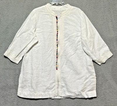 Top túnica Soft Surroundings talla 1X desierto lino bordado cremallera completa boho playa Foto 1 de 4