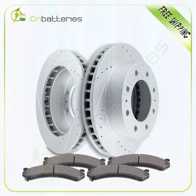 Front Brake Rotors And Ceramic Pads For Chevy Express 3500 4500 GMC Savana 3500 - Imagem 1 de 4