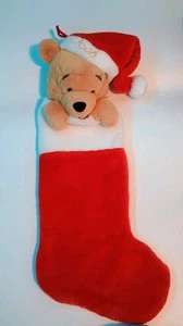 Disney Winnie The Pooh Medias de Navidad Cabeza de Peluche Rojo Brillo 21" Brilla - Imagen 1 de 10