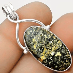 Natürlicher Leopardenfell Jaspis 925 Sterling Silber Anhänger Schmuck P-1031 - Bild 1 von 5