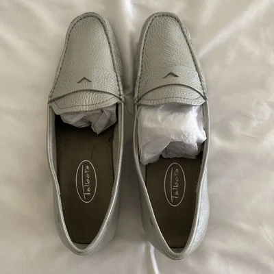 Talbots Pebbled Silver Leather Loafers Shoes Women's Size 7 1/2 B NEW! - Image 1 of 4