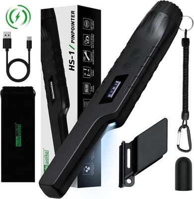 HAZLEWOLKE Metal Detector Pinpointer Rechargeable - Fully Waterproof Hand-held Metal Detec