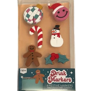 6 Getränkemarker festliche Weihnachtsbilder passen auf Glasrand Neu im Karton - Bild 1 von 3