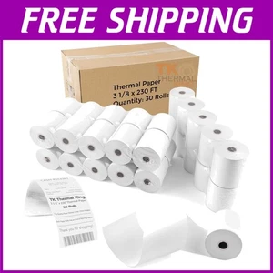 30 Rollen 3-1/8 Zoll x 230 Fuß Thermopapier, weiß, glatte Oberfläche - Bild 1 von 10